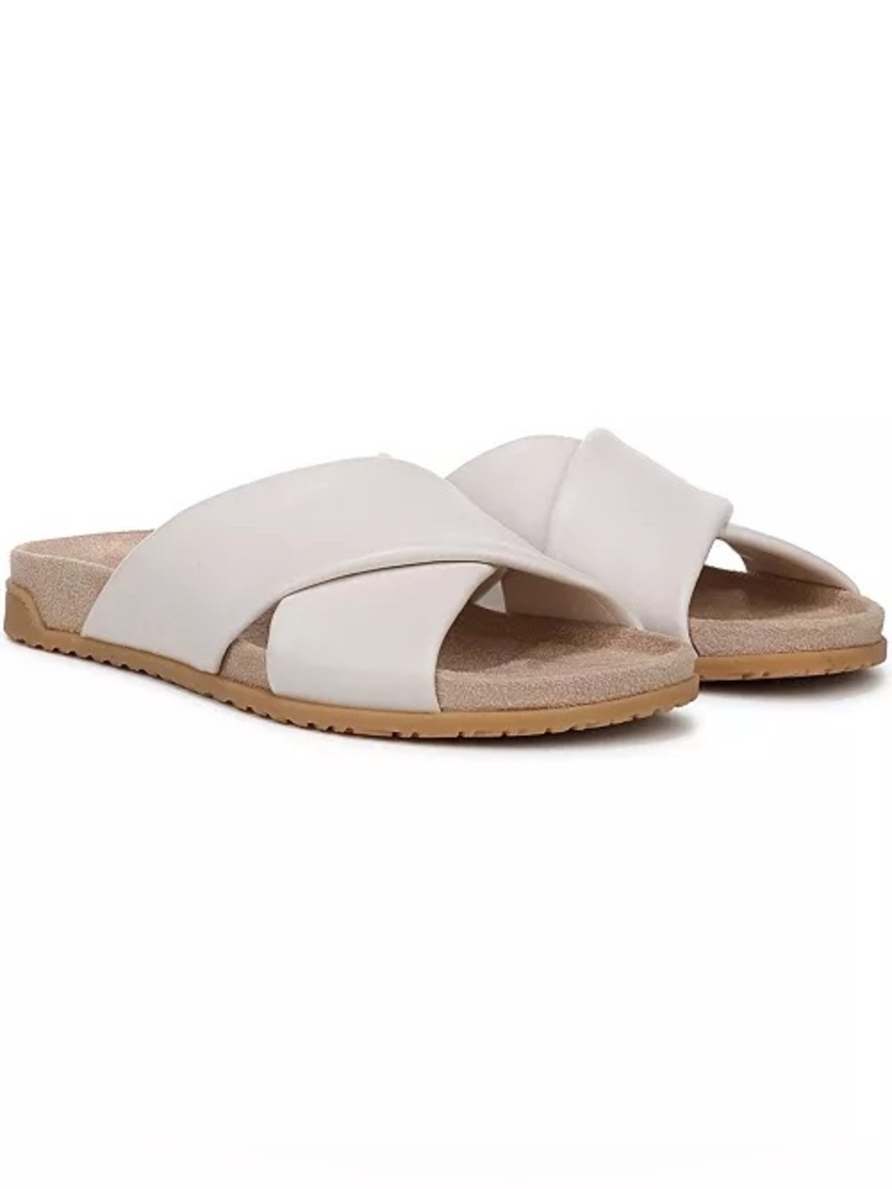 Vionic Etna Leather Slide Sandals Sea Salt White Size 6.5